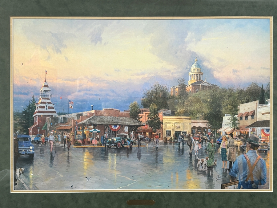 Just Added - Thomas Kinkade (1958-2012, American) Hand Signed Limited Edition Print Titled 'Main Street Courthouse' Numbered 1,764 Of 1,950 26.5 X 18 Framed 35.5 X 26.5