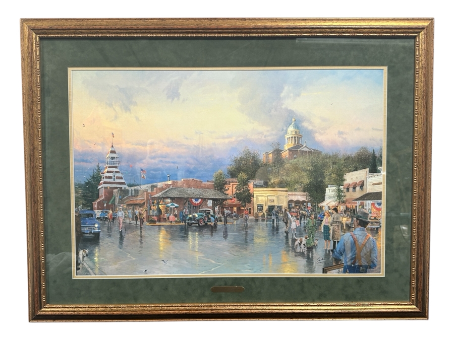 Just Added - Thomas Kinkade (1958-2012, American) Hand Signed Limited Edition Print Titled 'Main Street Courthouse' Numbered 1,764 Of 1,950 26.5 X 18 Framed 35.5 X 26.5 [Photo 2]