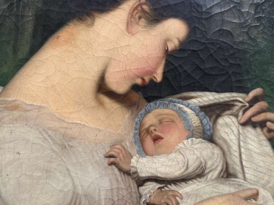 Just Added - Karl (Carl) von Calzada (B. 1824, Austrian) Antique Original Oil Painting On Canvas Signed And Dated 1868 Lower Left (Vertically) 20W X 26H In Antique Gilt Frame 30.5 X 36.5 [Photo 7]