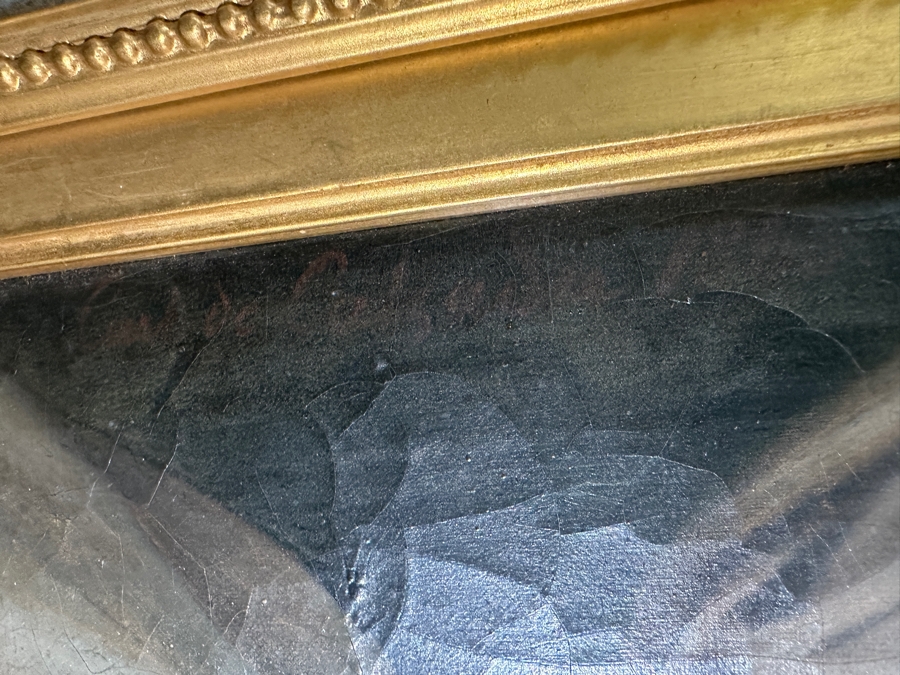 Just Added - Karl (Carl) von Calzada (B. 1824, Austrian) Antique Original Oil Painting On Canvas Signed And Dated 1868 Lower Left (Vertically) 20W X 26H In Antique Gilt Frame 30.5 X 36.5 [Photo 24]