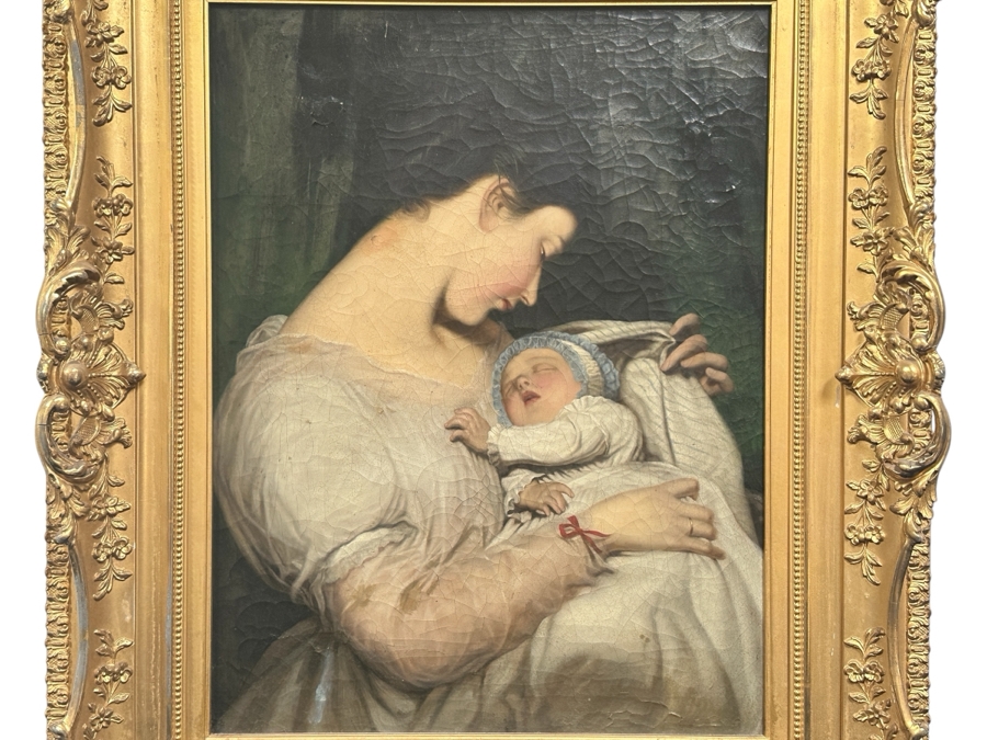 Just Added - Karl (Carl) von Calzada (B. 1824, Austrian) Antique Original Oil Painting On Canvas Signed And Dated 1868 Lower Left (Vertically) 20W X 26H In Antique Gilt Frame 30.5 X 36.5 [Photo 3]