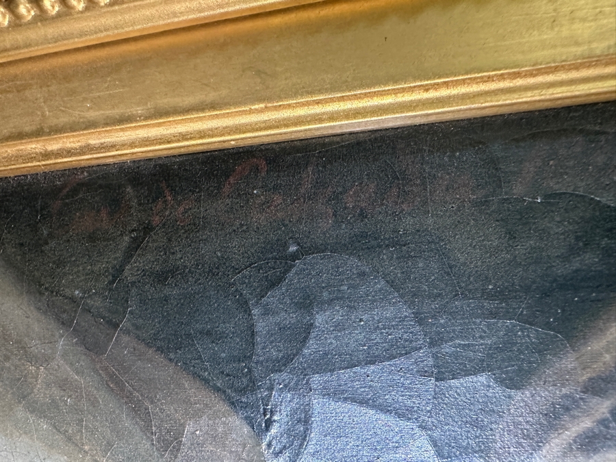 Just Added - Karl (Carl) von Calzada (B. 1824, Austrian) Antique Original Oil Painting On Canvas Signed And Dated 1868 Lower Left (Vertically) 20W X 26H In Antique Gilt Frame 30.5 X 36.5 [Photo 23]