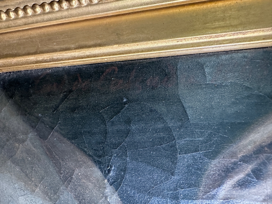 Just Added - Karl (Carl) von Calzada (B. 1824, Austrian) Antique Original Oil Painting On Canvas Signed And Dated 1868 Lower Left (Vertically) 20W X 26H In Antique Gilt Frame 30.5 X 36.5 [Photo 35]