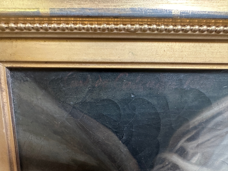Just Added - Karl (Carl) von Calzada (B. 1824, Austrian) Antique Original Oil Painting On Canvas Signed And Dated 1868 Lower Left (Vertically) 20W X 26H In Antique Gilt Frame 30.5 X 36.5 [Photo 22]