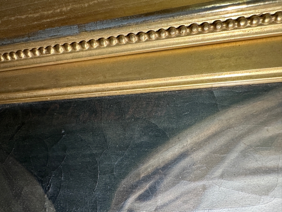 Just Added - Karl (Carl) von Calzada (B. 1824, Austrian) Antique Original Oil Painting On Canvas Signed And Dated 1868 Lower Left (Vertically) 20W X 26H In Antique Gilt Frame 30.5 X 36.5 [Photo 36]