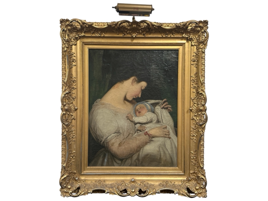 Just Added - Karl (Carl) von Calzada (B. 1824, Austrian) Antique Original Oil Painting On Canvas Signed And Dated 1868 Lower Left (Vertically) 20W X 26H In Antique Gilt Frame 30.5 X 36.5 [Photo 2]