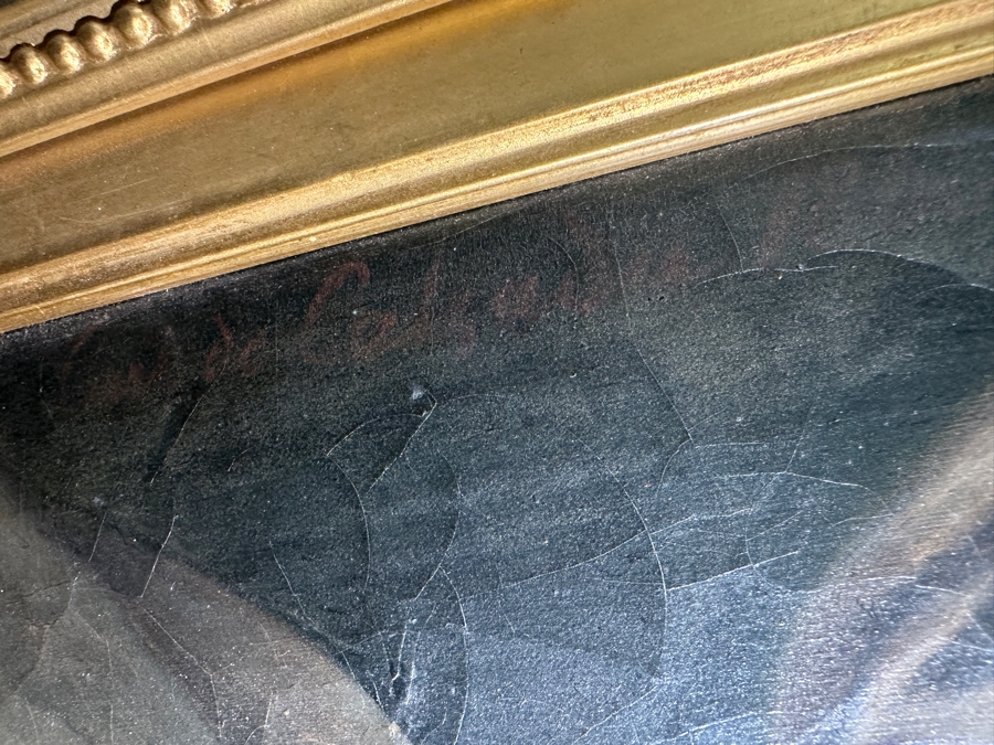 Just Added - Karl (Carl) von Calzada (B. 1824, Austrian) Antique Original Oil Painting On Canvas Signed And Dated 1868 Lower Left (Vertically) 20W X 26H In Antique Gilt Frame 30.5 X 36.5 [Photo 26]