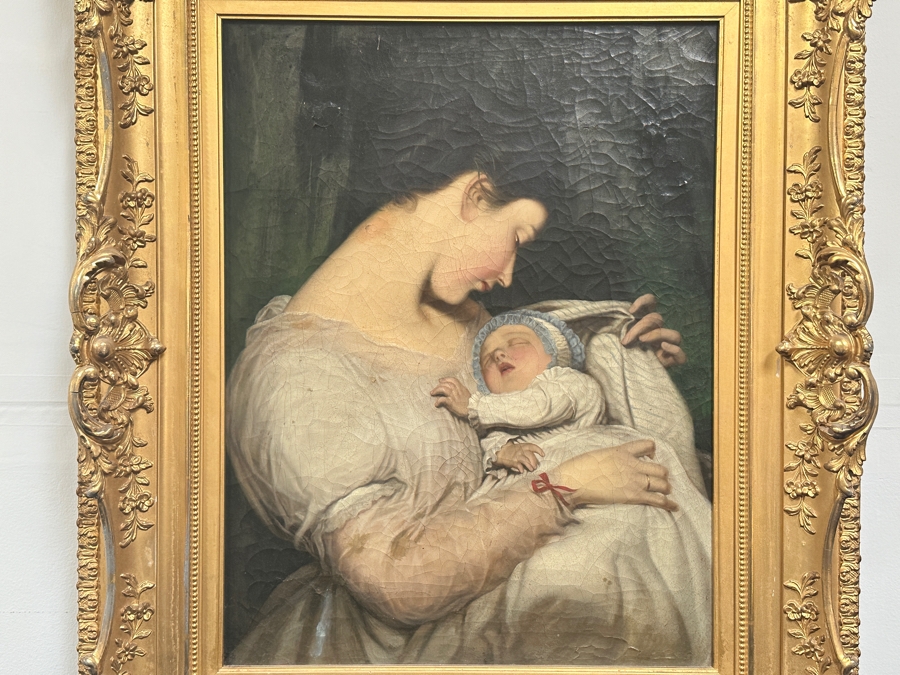 Just Added - Karl (Carl) von Calzada (B. 1824, Austrian) Antique Original Oil Painting On Canvas Signed And Dated 1868 Lower Left (Vertically) 20W X 26H In Antique Gilt Frame 30.5 X 36.5 [Photo 5]