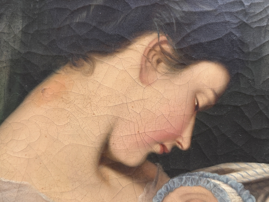 Just Added - Karl (Carl) von Calzada (B. 1824, Austrian) Antique Original Oil Painting On Canvas Signed And Dated 1868 Lower Left (Vertically) 20W X 26H In Antique Gilt Frame 30.5 X 36.5 [Photo 8]