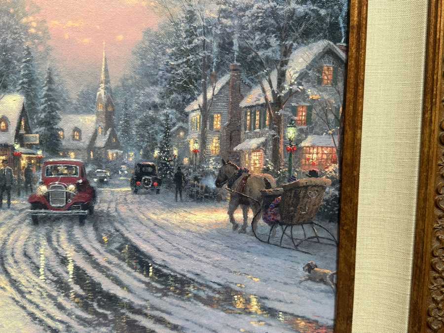 Just Added - Thomas Kinkade (1958-2012, American) Hand Signed Limited Edition Canvas Print Titled 'Village Christmas - Christmas Cottage VIII' Numbered 752 Of 1,240 G/P 24 X 18 Framed 35.5 X 29.5 [Photo 5]