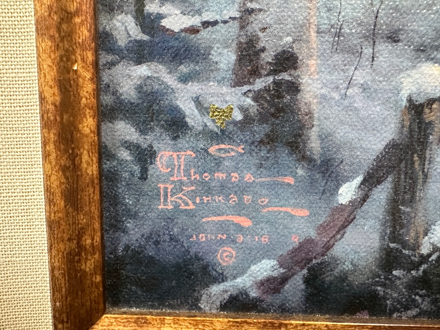 Just Added - Thomas Kinkade (1958-2012, American) Hand Signed Limited Edition Canvas Print Titled 'Village Christmas - Christmas Cottage VIII' Numbered 752 Of 1,240 G/P 24 X 18 Framed 35.5 X 29.5 [Photo 7]