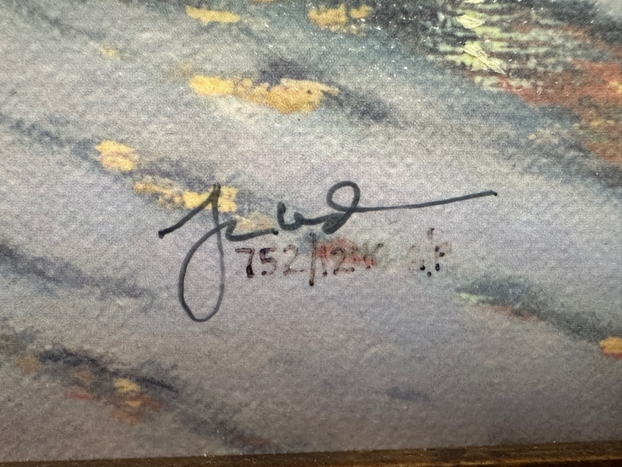 Just Added - Thomas Kinkade (1958-2012, American) Hand Signed Limited Edition Canvas Print Titled 'Village Christmas - Christmas Cottage VIII' Numbered 752 Of 1,240 G/P 24 X 18 Framed 35.5 X 29.5 [Photo 8]