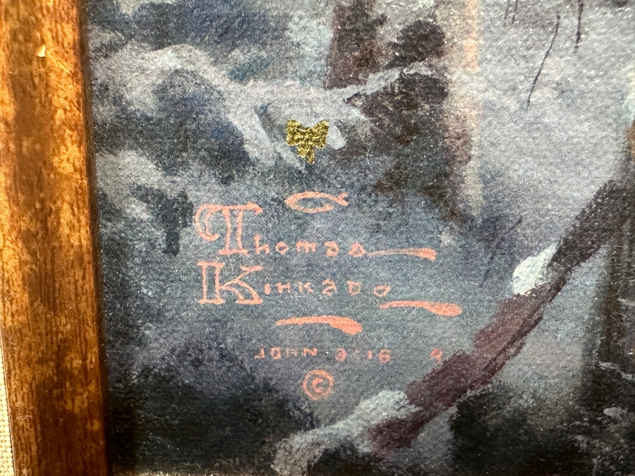 Just Added - Thomas Kinkade (1958-2012, American) Hand Signed Limited Edition Canvas Print Titled 'Village Christmas - Christmas Cottage VIII' Numbered 752 Of 1,240 G/P 24 X 18 Framed 35.5 X 29.5 [Photo 6]