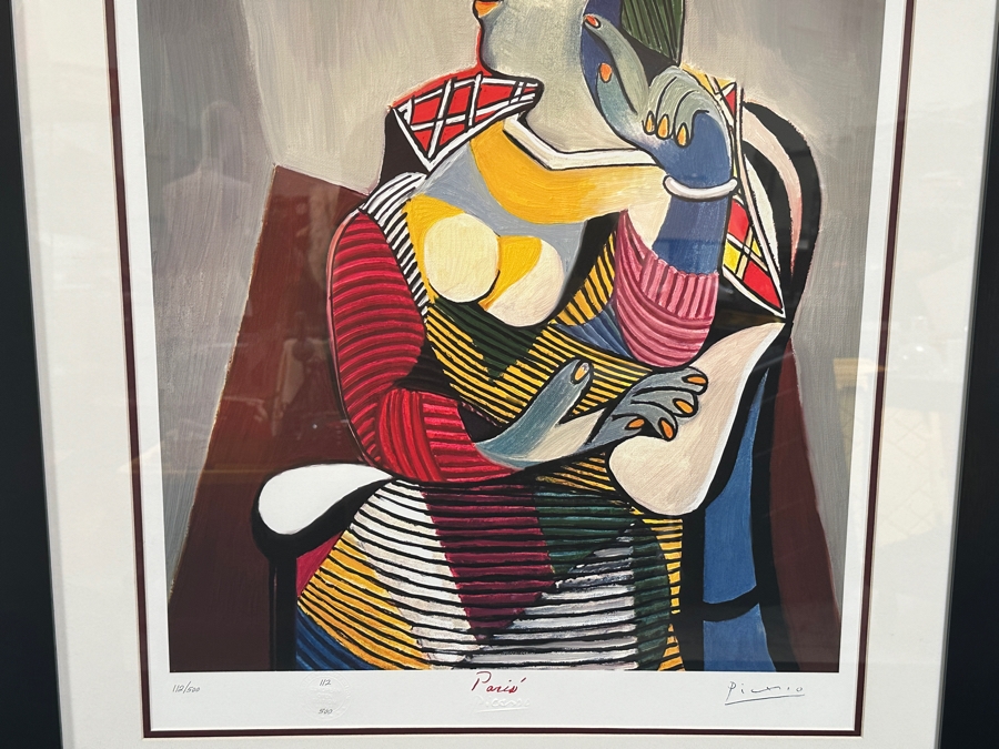 Just Added - Pablo Picasso Limited Edition Facsimile Plate Signed Print Titled 'Seated Woman Marie-Therese Walter' European Open Edition Print Numbered 112 Of 500 22 X 30.5 Framed 36 X 44.5   [Photo 6]