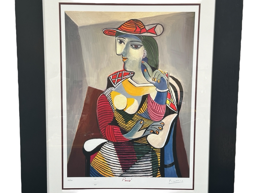 Just Added - Pablo Picasso Limited Edition Facsimile Plate Signed Print Titled 'Seated Woman Marie-Therese Walter' European Open Edition Print Numbered 112 Of 500 22 X 30.5 Framed 36 X 44.5  
