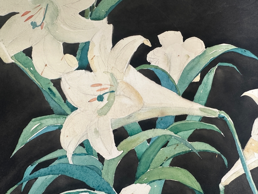 Just Added - Original Floral Watercolor On Drawing Board Signed CHIC G. G. L. 14 X 24 [Photo 4]