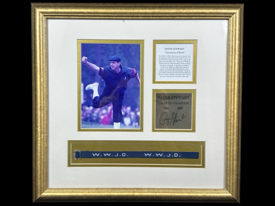 Just Added - Payne Stewart Wall Plaque Featuring Photograph And Replica Of His W.W.J.D. (What Would Jesus Do) Bracelet 16 X 15.5 [Photo 2]