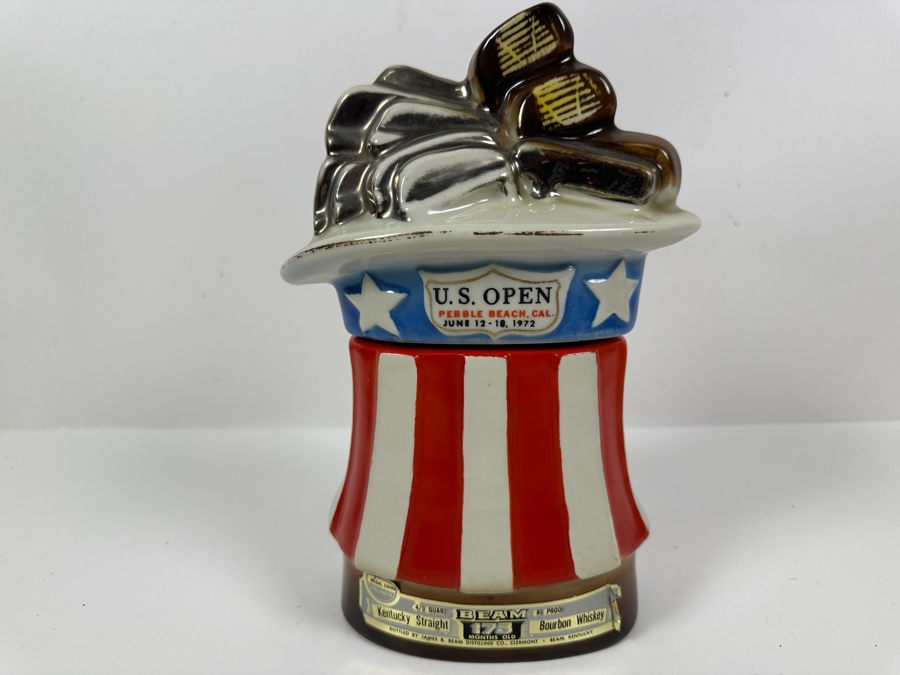Just Added - Commemorative 1972 U.S. Open Golfing Tournament Pebble Beach, CA Jim Beam Bourbon Decanter 10.5'H [Photo 2]