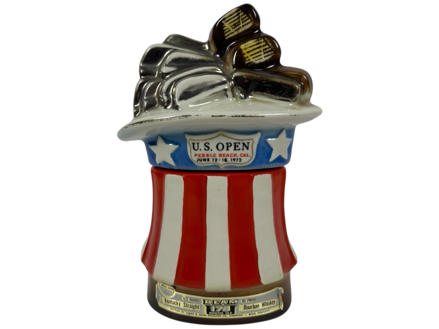 Just Added - Commemorative 1972 U.S. Open Golfing Tournament Pebble Beach, CA Jim Beam Bourbon Decanter 10.5'H