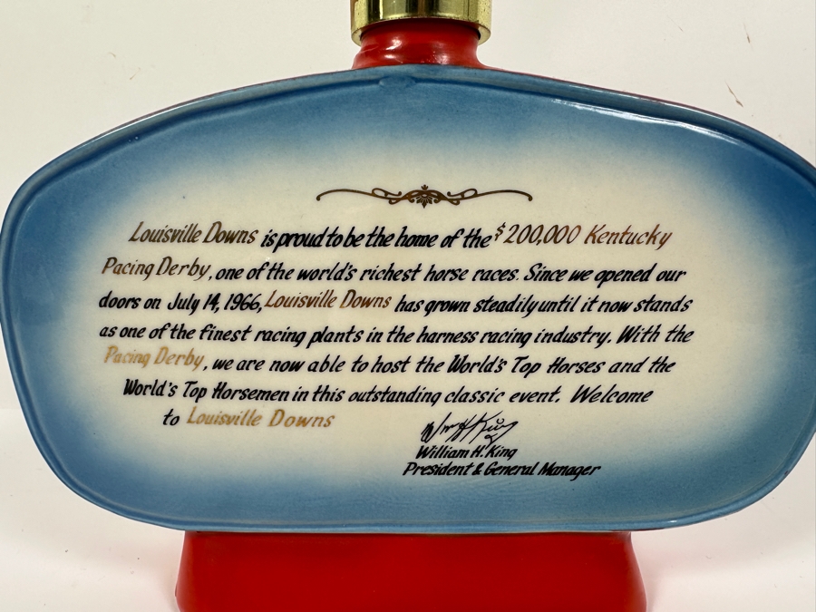 Just Added - Vintage Louisville Downs Racing Derby Jim Beam Bourbon Whiskey Decanter With Liquor 9H [Photo 6]