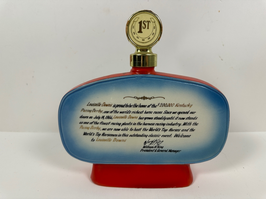 Just Added - Vintage Louisville Downs Racing Derby Jim Beam Bourbon Whiskey Decanter With Liquor 9H [Photo 5]