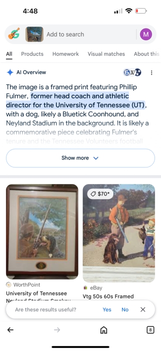 Just Added - 'Tennessee Time Traveler' Print By Joe Belt Limited Edition 277/1000 Hand Signed By Artist Joe Belt And Former Head Coach And Athletic Director For The University Of Tennessee (UT) Featuring Limited Edition Bronze Collegiate Football Token [Photo 14]