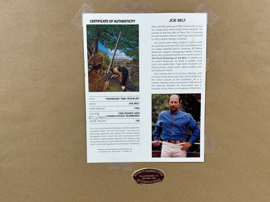 Just Added - 'Tennessee Time Traveler' Print By Joe Belt Limited Edition 277/1000 Hand Signed By Artist Joe Belt And Former Head Coach And Athletic Director For The University Of Tennessee (UT) Featuring Limited Edition Bronze Collegiate Football Token [Photo 9]