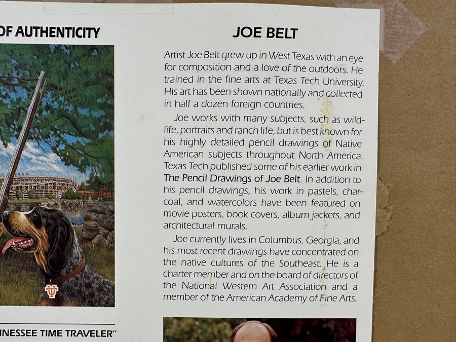 Just Added - 'Tennessee Time Traveler' Print By Joe Belt Limited Edition 277/1000 Hand Signed By Artist Joe Belt And Former Head Coach And Athletic Director For The University Of Tennessee (UT) Featuring Limited Edition Bronze Collegiate Football Token [Photo 13]