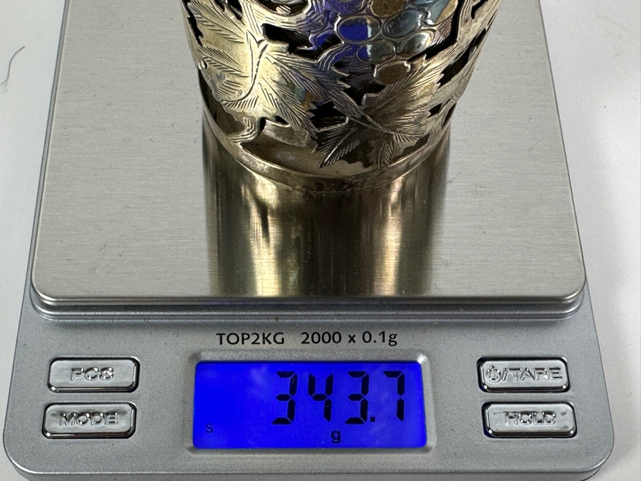 Just Added - Vintage Sterling Silver Overlay Glasses Total Sterling Weight W/O Glass 343.7g Missing One Glass Piece [Photo 12]