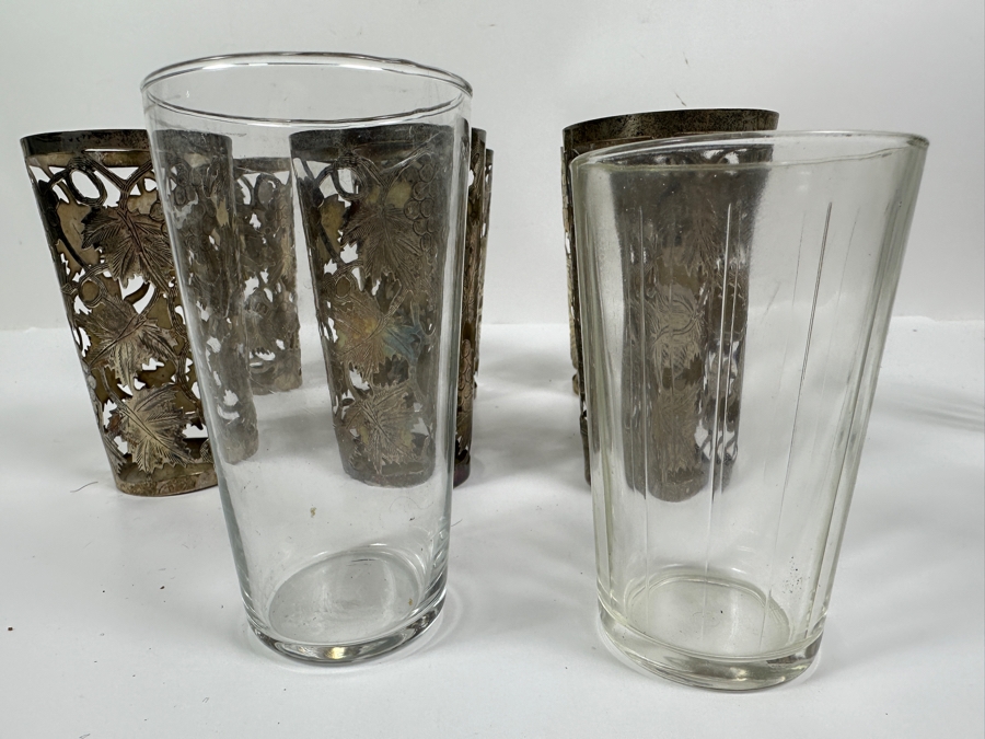 Just Added - Vintage Sterling Silver Overlay Glasses Total Sterling Weight W/O Glass 343.7g Missing One Glass Piece [Photo 9]