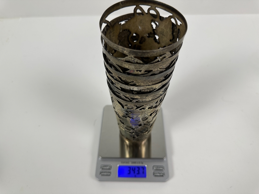 Just Added - Vintage Sterling Silver Overlay Glasses Total Sterling Weight W/O Glass 343.7g Missing One Glass Piece [Photo 13]