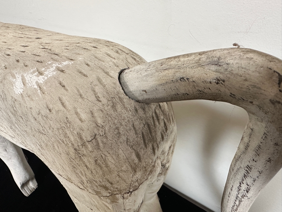 Just Added - Vintage Wooden Monkey Sculpture Painted White 36'W X 21'H [Photo 6]