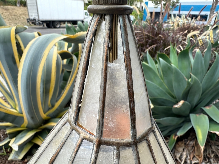 Just Added - Mid-Century Capiz Shell Chandelier - Working - 32'H 170'L Cord [Photo 4]