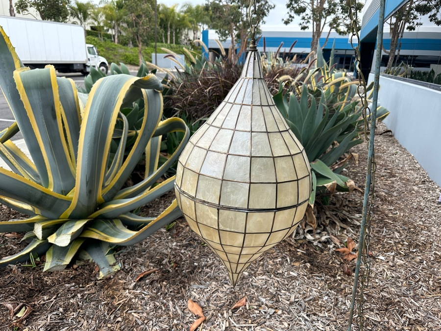 Just Added - Mid-Century Capiz Shell Chandelier - Working - 32'H 170'L Cord [Photo 2]