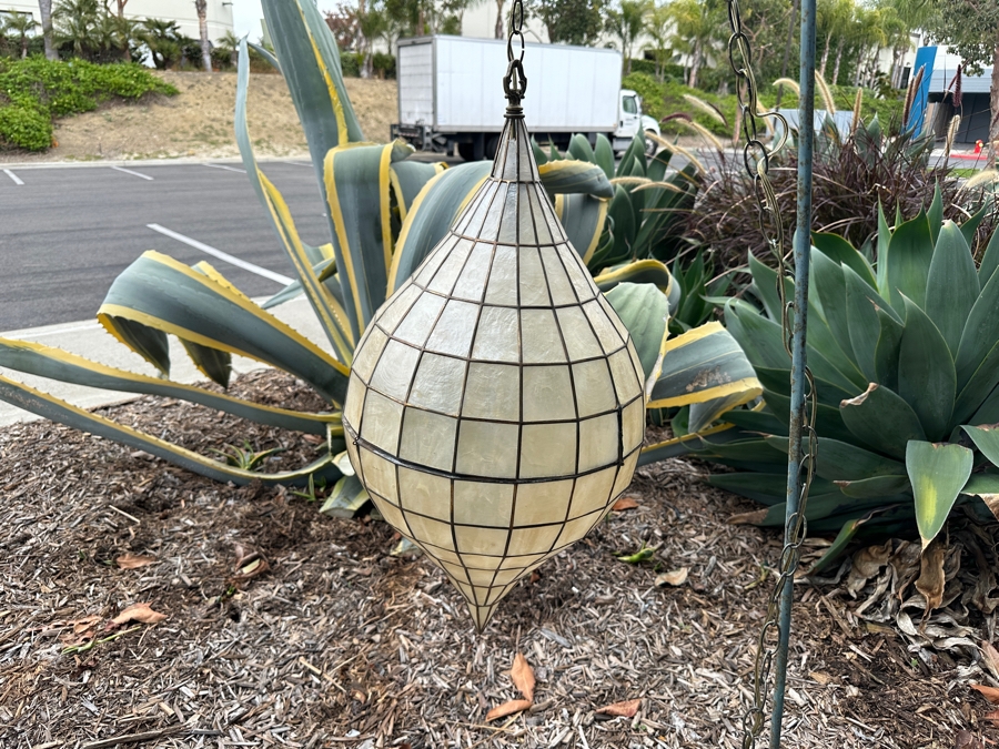 Just Added - Mid-Century Capiz Shell Chandelier - Working - 32'H 170'L Cord [Photo 5]