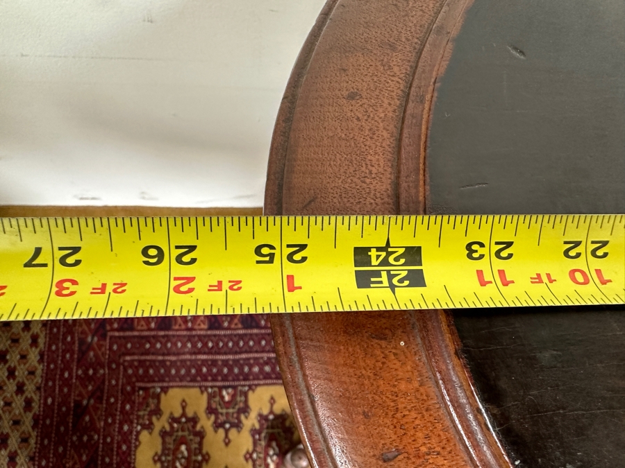 Just Added - Antique Victorian Marquetry Oval Pedestal Table 25W X 17.5D X 30.5H [Photo 11]