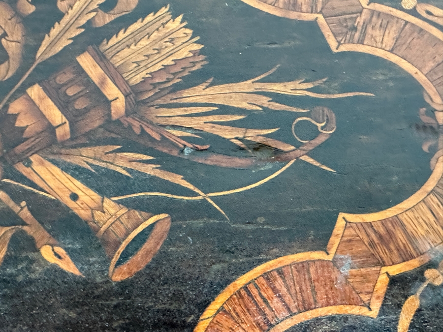 Just Added - Antique Victorian Marquetry Oval Pedestal Table 25W X 17.5D X 30.5H [Photo 8]