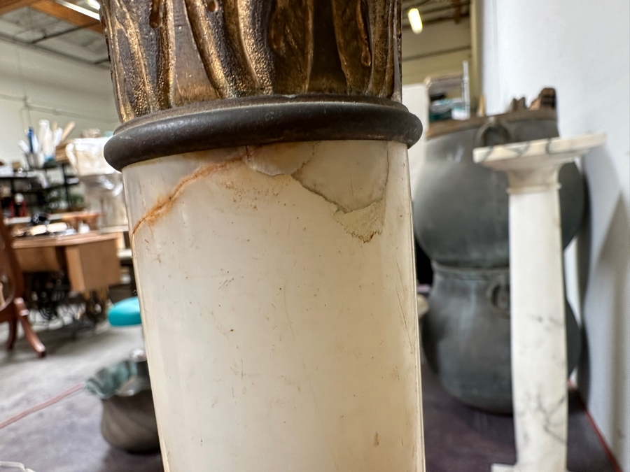 Just Added - Antique Gilt Bronze And Onyx Pedestal - Missing Top 13W X 39.5H [Photo 13]