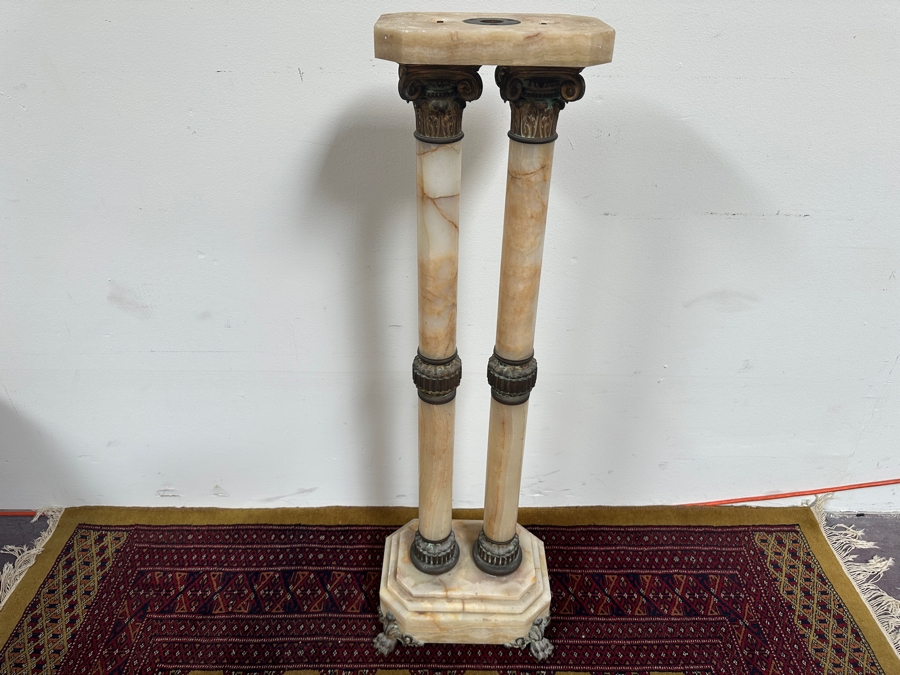 Just Added - Antique Gilt Bronze And Onyx Pedestal - Missing Top 13W X 39.5H [Photo 4]