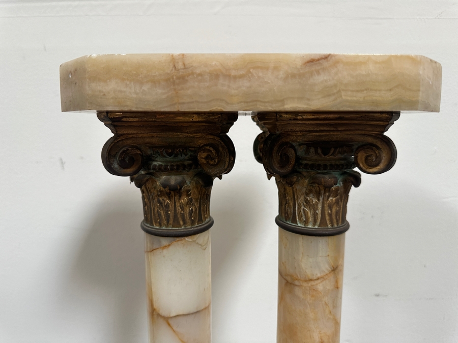 Just Added - Antique Gilt Bronze And Onyx Pedestal - Missing Top 13W X 39.5H [Photo 8]