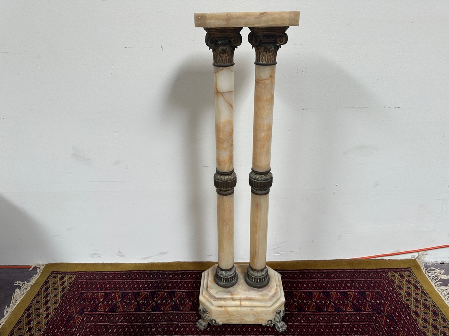 Just Added - Antique Gilt Bronze And Onyx Pedestal - Missing Top 13W X 39.5H [Photo 5]