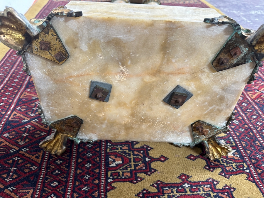 Just Added - Antique Gilt Bronze And Onyx Pedestal - Missing Top 13W X 39.5H [Photo 14]