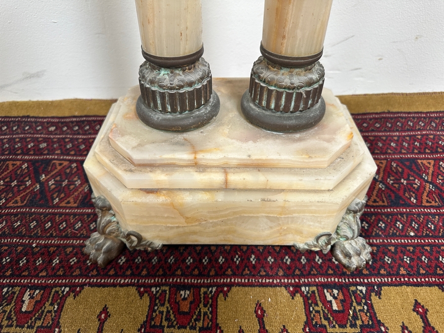 Just Added - Antique Gilt Bronze And Onyx Pedestal - Missing Top 13W X 39.5H [Photo 7]