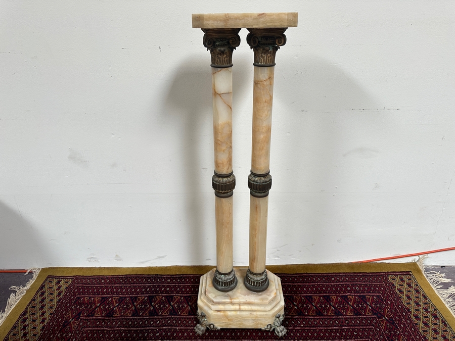 Just Added - Antique Gilt Bronze And Onyx Pedestal - Missing Top 13W X 39.5H [Photo 6]