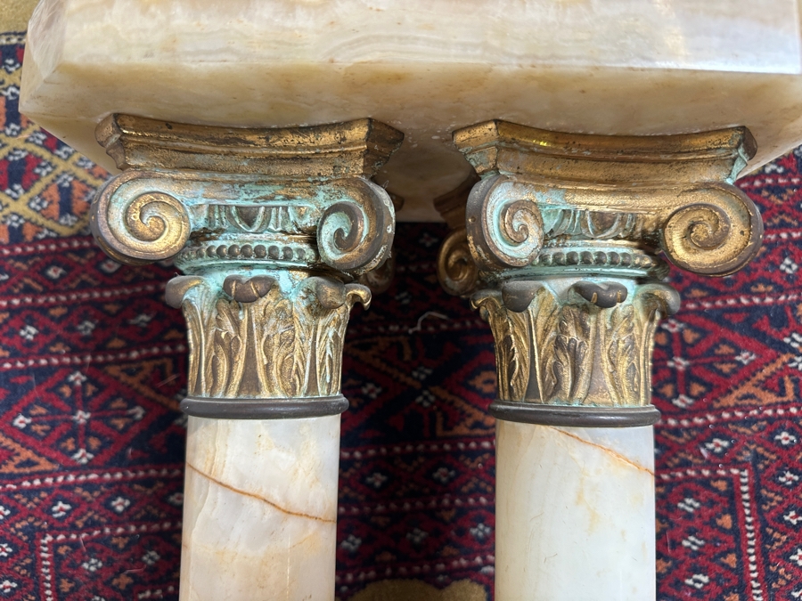 Just Added - Antique Gilt Bronze And Onyx Pedestal - Missing Top 13W X 39.5H [Photo 2]