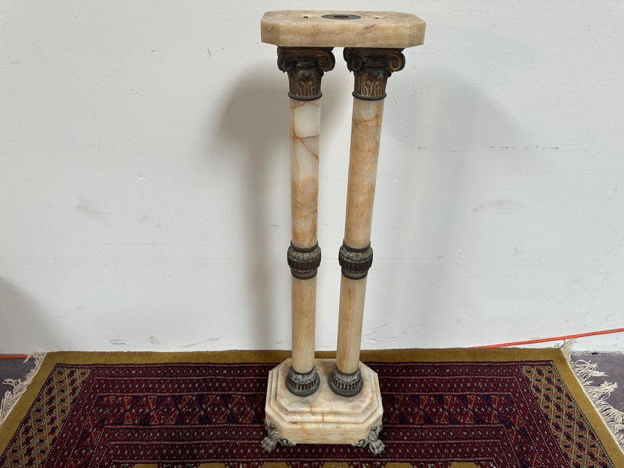Just Added - Antique Gilt Bronze And Onyx Pedestal - Missing Top 13W X 39.5H [Photo 3]