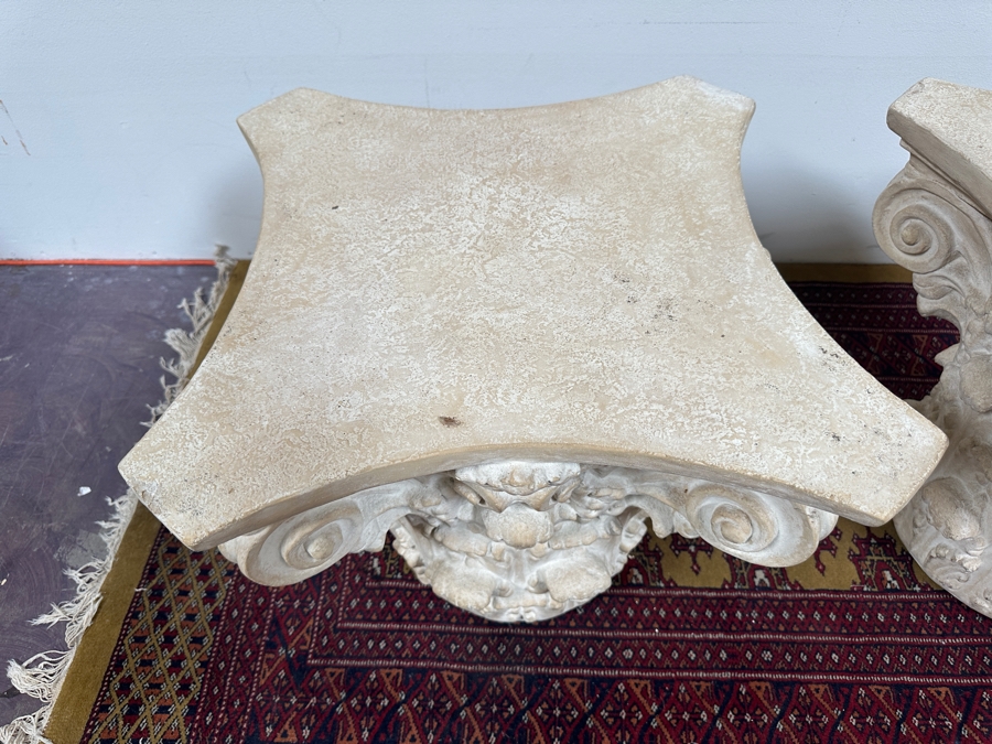 Just Added - Neoclassical Architectural Column Resin Side Tables 21.5W X 22D X 18.5H [Photo 6]