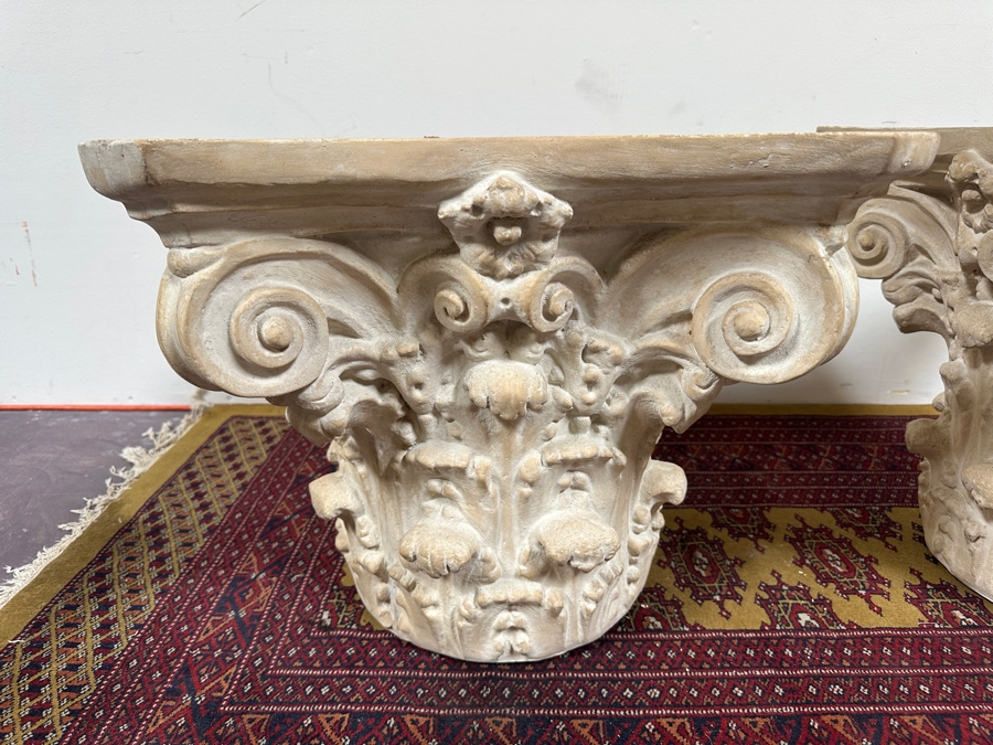 Just Added - Neoclassical Architectural Column Resin Side Tables 21.5W X 22D X 18.5H [Photo 5]