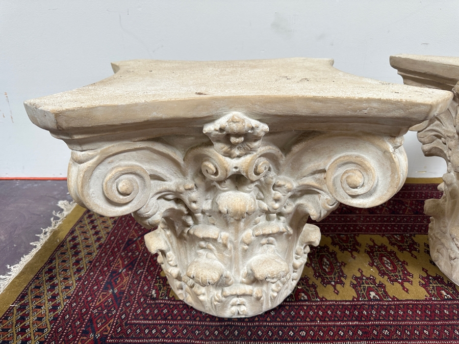 Just Added - Neoclassical Architectural Column Resin Side Tables 21.5W X 22D X 18.5H [Photo 4]