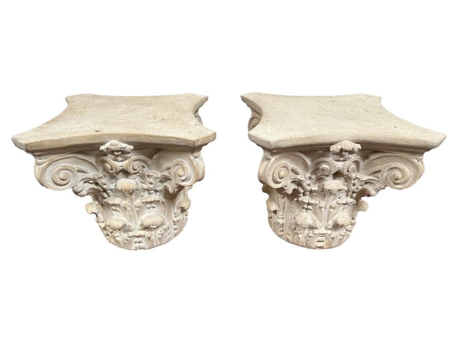 Just Added - Neoclassical Architectural Column Resin Side Tables 21.5W X 22D X 18.5H